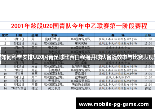 如何科学安排U20国青足球比赛日程提升球队备战效率与比赛表现